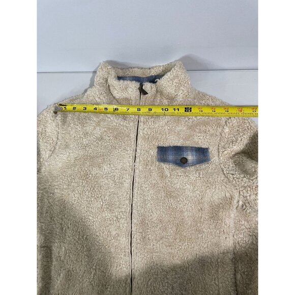 Pendleton Beige Sherpa Fleece Jacket L/G Full Zip Plaid Lining Womens Outerwear - Picture 9 of 16